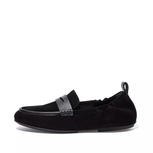 Fitflop ALLEGRO Semsket Skinn Penny Loafers Dame Svarte | 524673-X