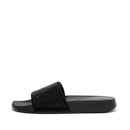 Fitflop IQUSHION Vann-Resistant Crystal Badesandaler Dame Svarte | 185372-A