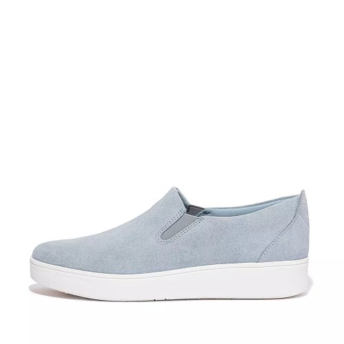 Fitflop RALLY Semsket Skinn Slip On Joggesko Dame Lyse Blå | 329586-X