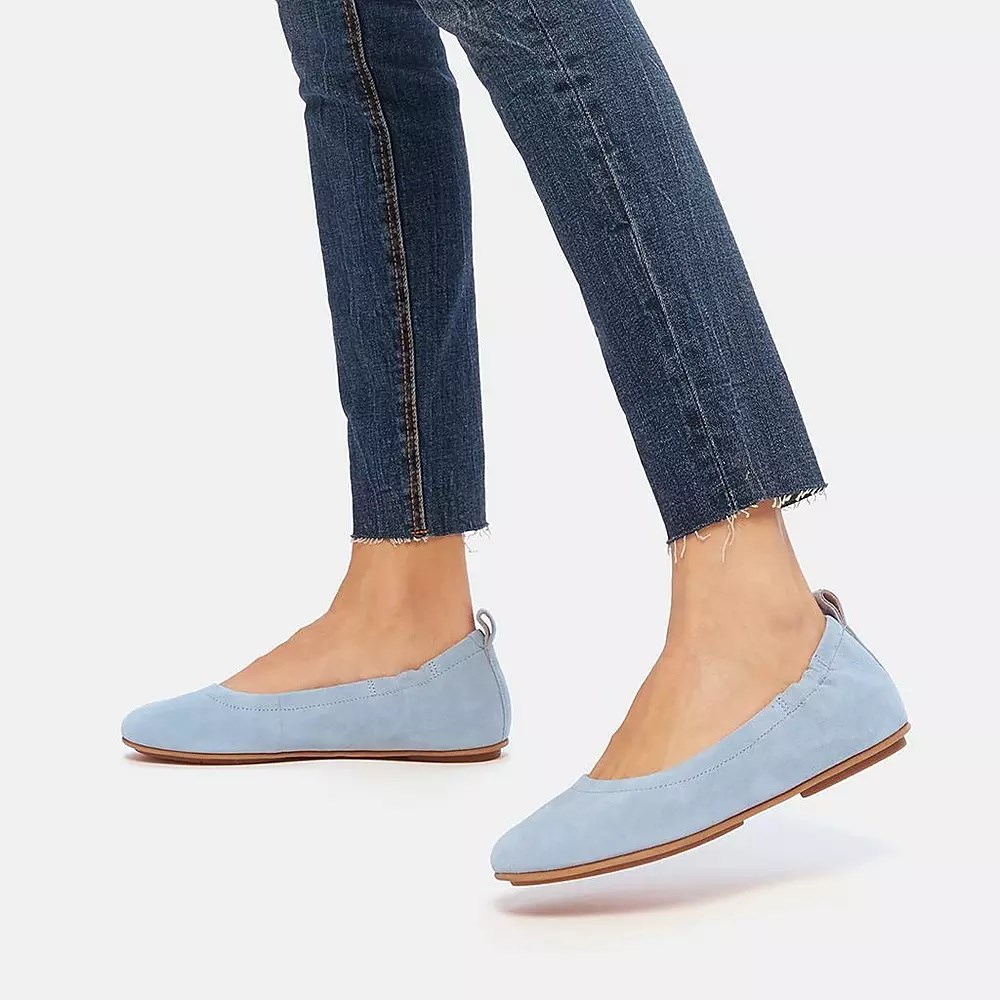 Fitflop ALLEGRO Semsket Skinn Ballerinasko Dame Lyse Blå | 078942-V