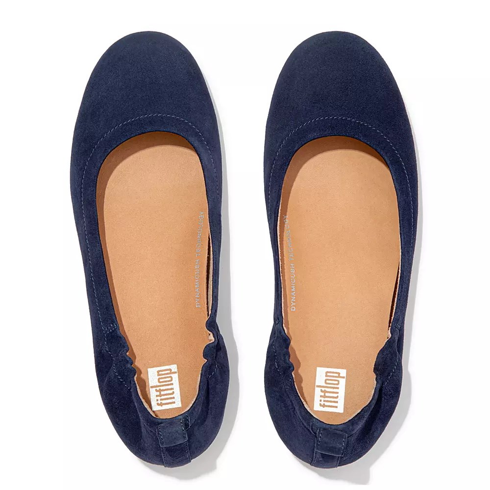 Fitflop ALLEGRO Semsket Skinn Ballerinasko Dame Marineblå | 859460-W