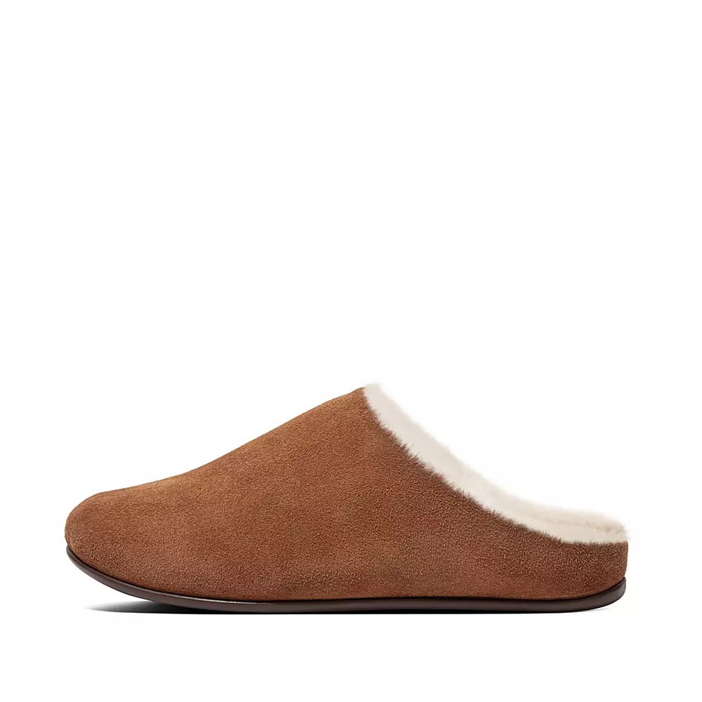 Fitflop CHRISSIE Shearling Semsket Skinn Tøfler Dame Brune | 148635-Z