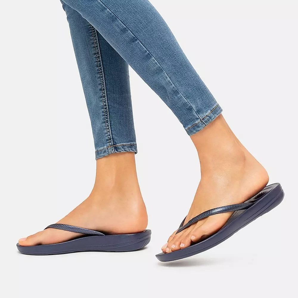 Fitflop IQUSHION Ergonomic Flip Flops Dame Marineblå | 314607-I