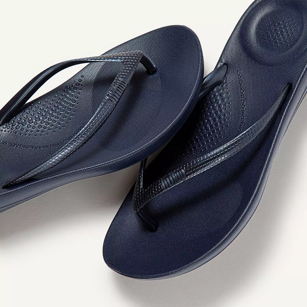 Fitflop IQUSHION Ergonomic Flip Flops Dame Marineblå | 314607-I