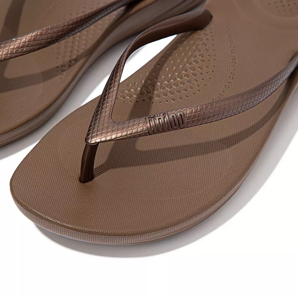 Fitflop IQUSHION Ergonomic Flip Flops Dame Brune | 456219-R