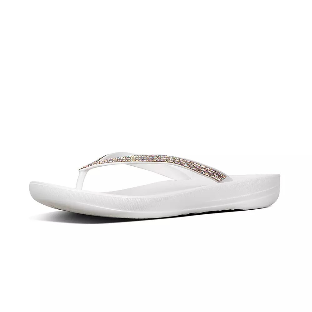 Fitflop IQUSHION Sparkle Ergonomic Flip Flops Dame Hvite | 361754-W