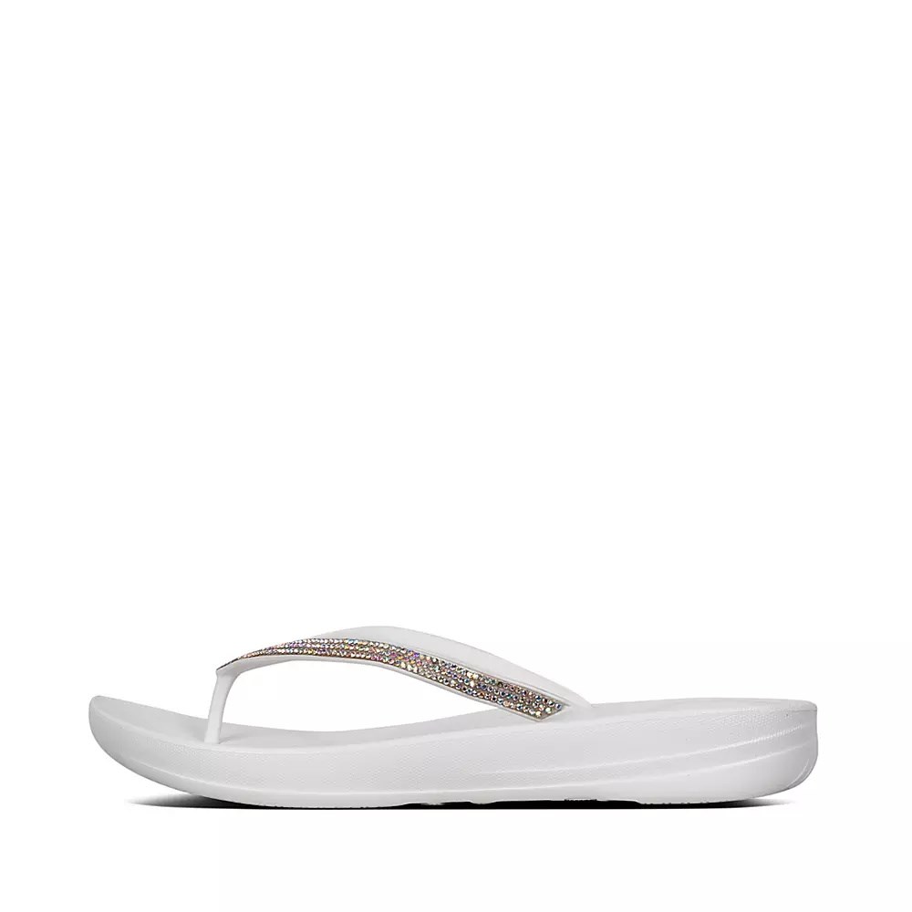 Fitflop IQUSHION Sparkle Ergonomic Flip Flops Dame Hvite | 361754-W