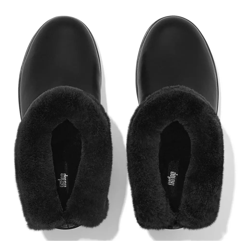 Fitflop MUKLUK SHORTY Vanntette Shearling-Forede Ankelstøvletter Dame Svarte | 173069-C