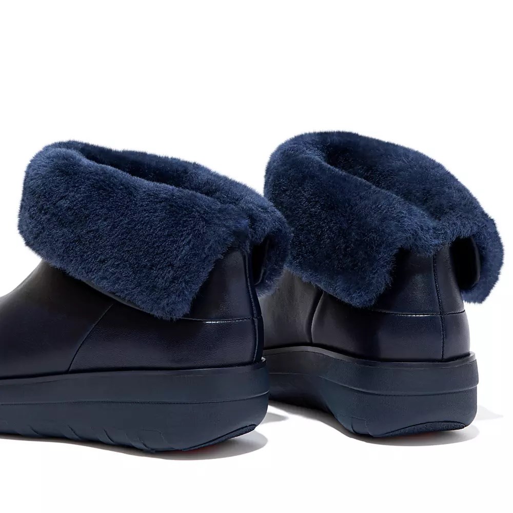 Fitflop MUKLUK SHORTY Vanntette Shearling-Forede Ankelstøvletter Dame Marineblå | 856930-R