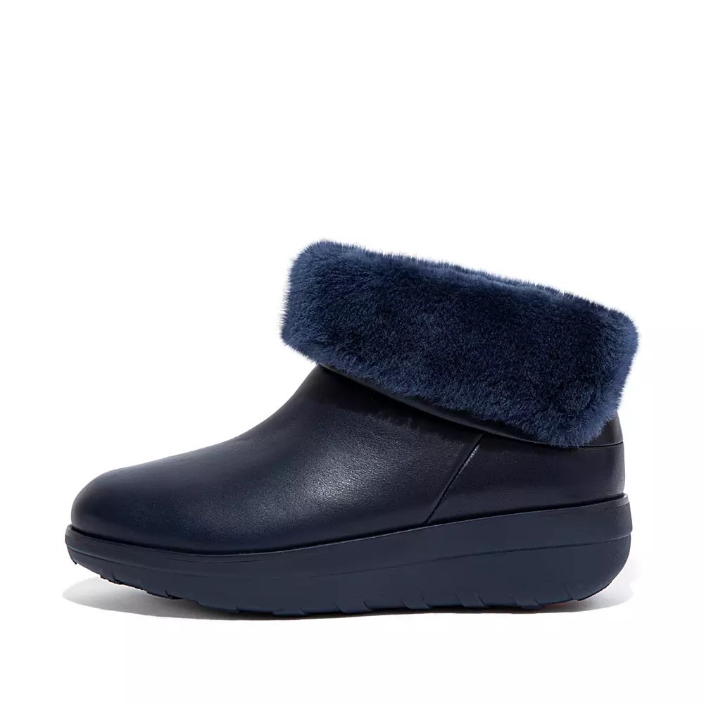 Fitflop MUKLUK SHORTY Vanntette Shearling-Forede Ankelstøvletter Dame Marineblå | 856930-R