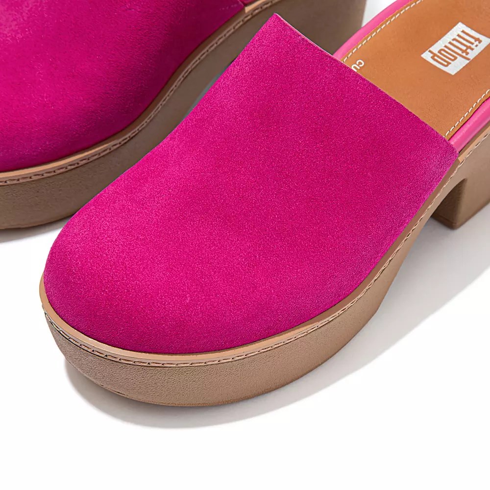 Fitflop PILAR Semsket Skinn Platforms Mules Sko Dame Rosa | 134729-A