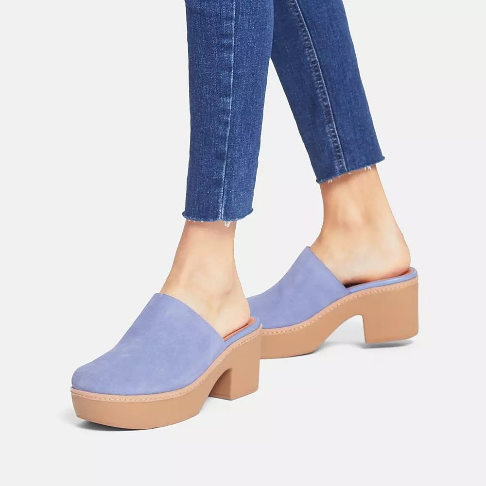 Fitflop PILAR Semsket Skinn Platforms Mules Sko Dame Lavendel | 461978-U