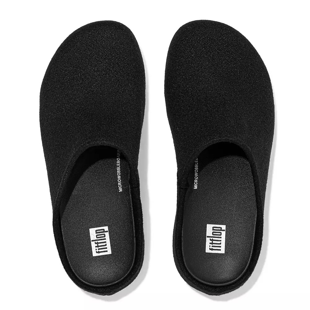 Fitflop SHUV Cushy Felt Tresko Dame Svarte | 180934-V